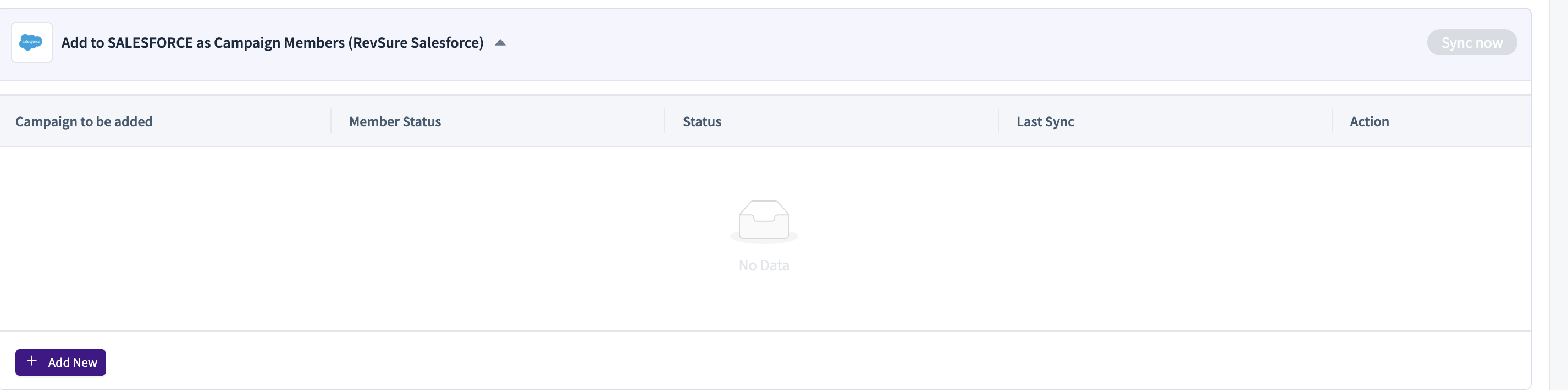 Interface for adding campaign members to Salesforce with no data displayed.